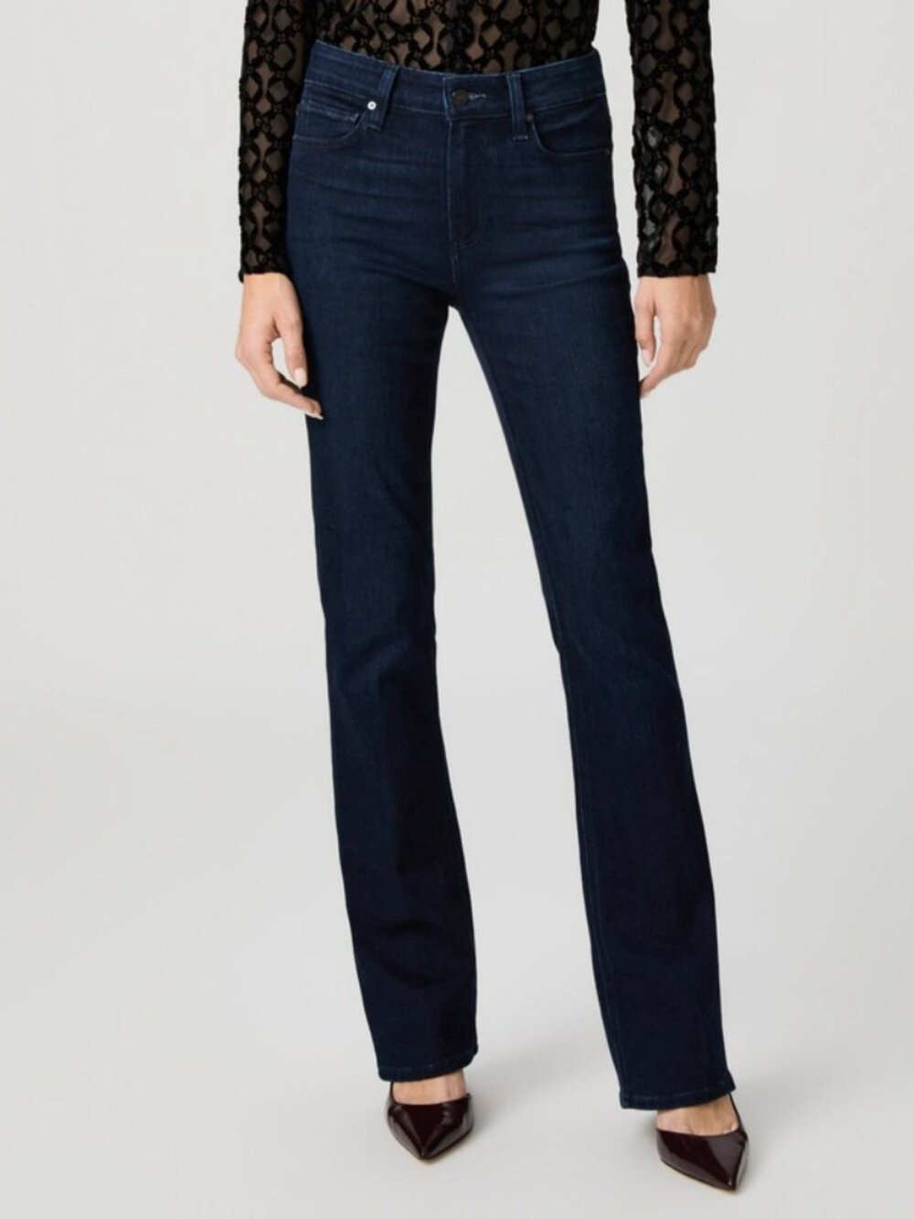 PAIGE Manhattan High Rise Jeans Size 28 Dark Wash Straight Leg Denim
